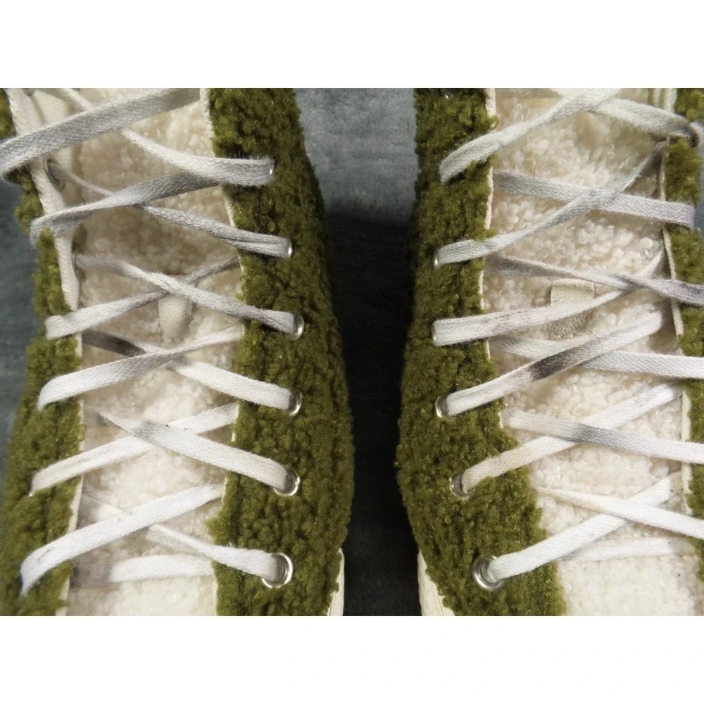 Converse Shoes Kids Size 4 Green All Star Sherpa EVA Platform High‎ Dark Moss